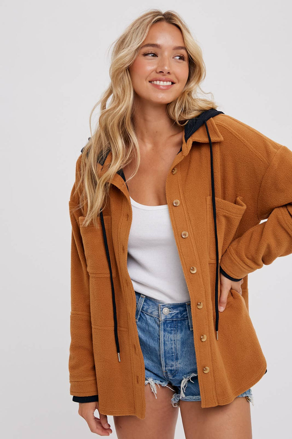 FLEECE HOODIE SHACKET