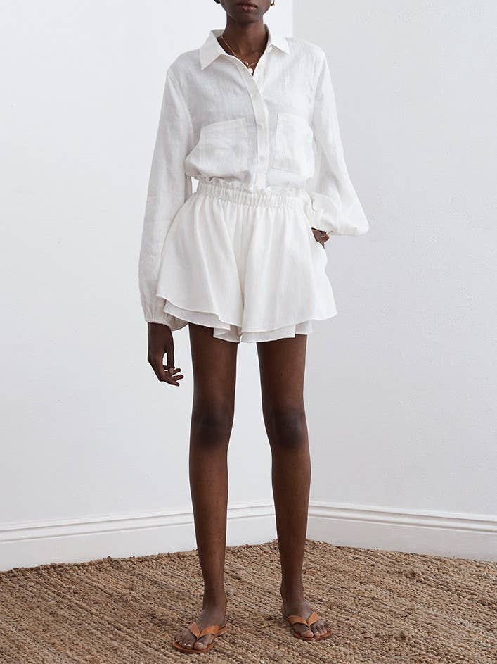 Effortless Charm Solid Puff Shorts