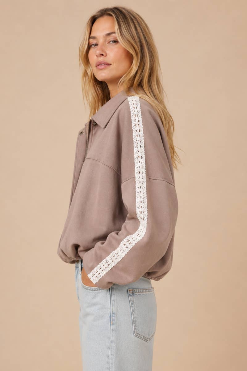 Lace Trimmed Sweater-Jacket (PRE🤍ORDER)
