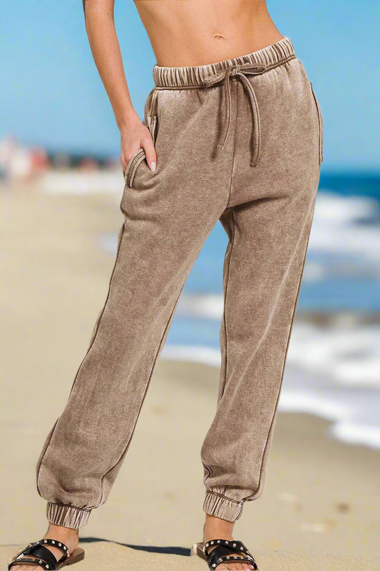 WASHED FLEECE SWEATS WITH POCKETS