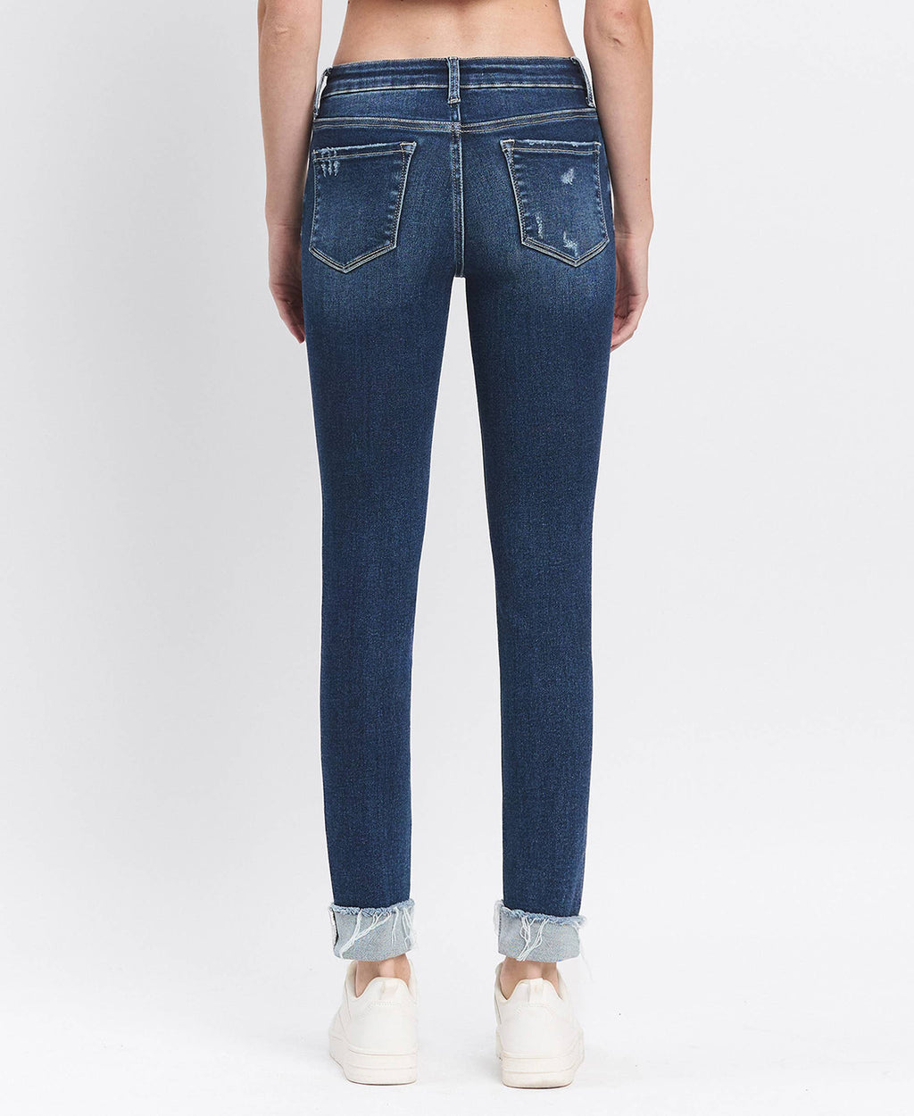 MID RISE CUFFED SKINNY JEANS