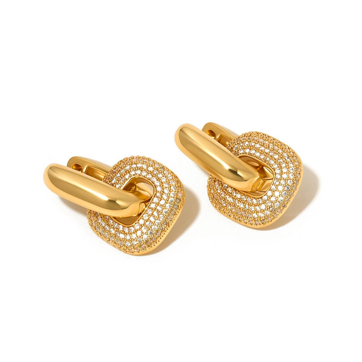 Drop Diamond Square Huggie Hoops - WATERPROOF (PRE🤍ORDER)