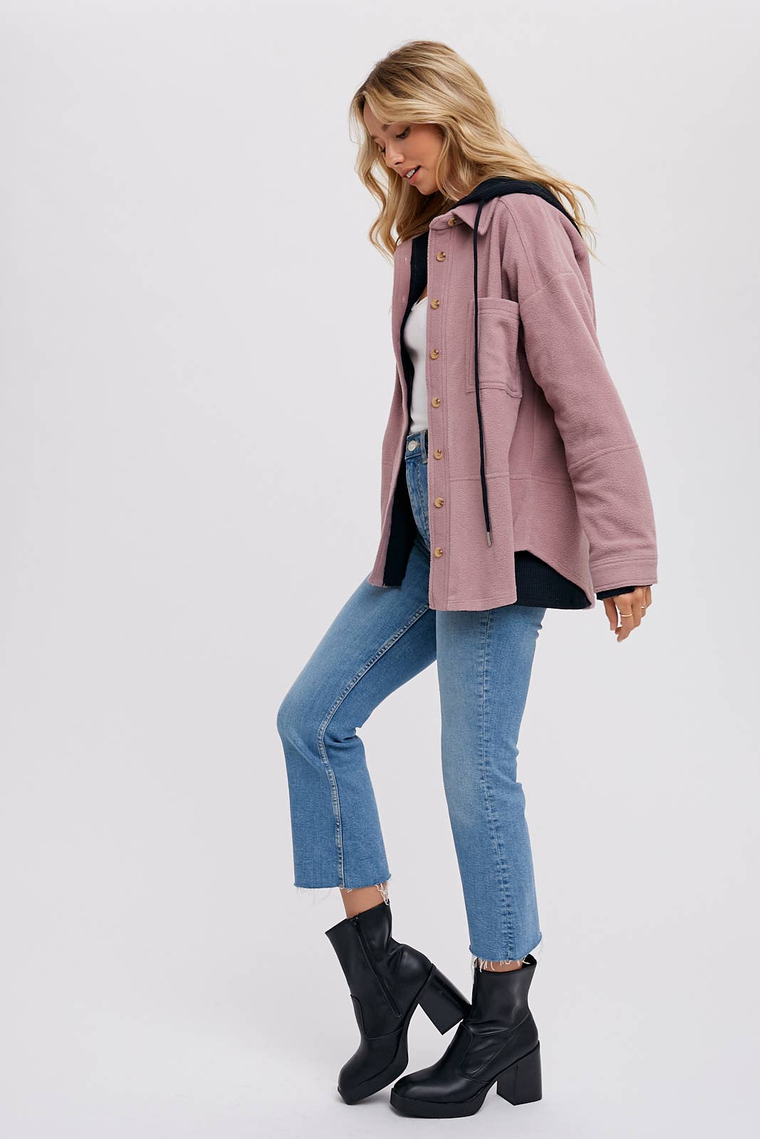 FLEECE HOODIE SHACKET