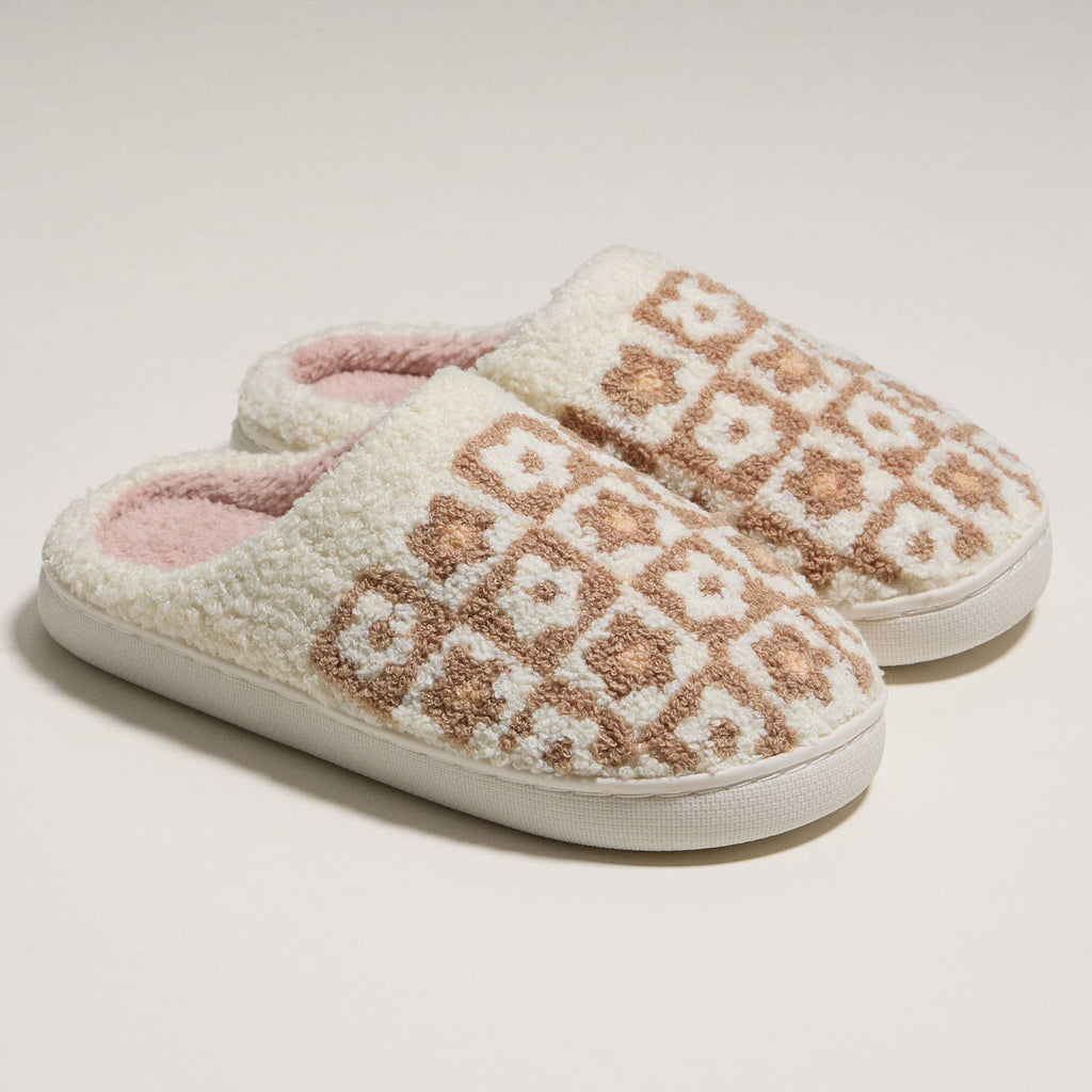 Flower Color Block Home Slippers