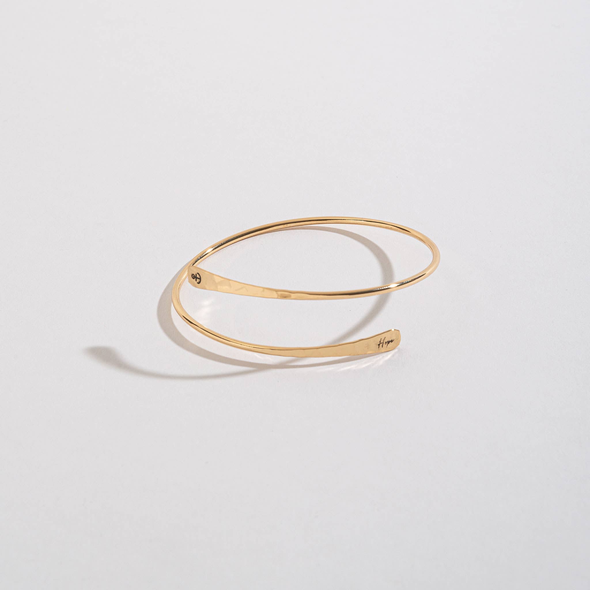 Hope Engraved Adjustable Gold Bangle Bracelet