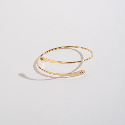 Hope Engraved Adjustable Gold Bangle Bracelet