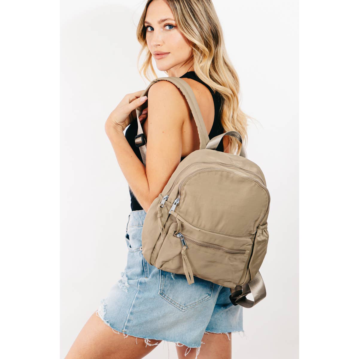 Nylon Multi Zip Backpack