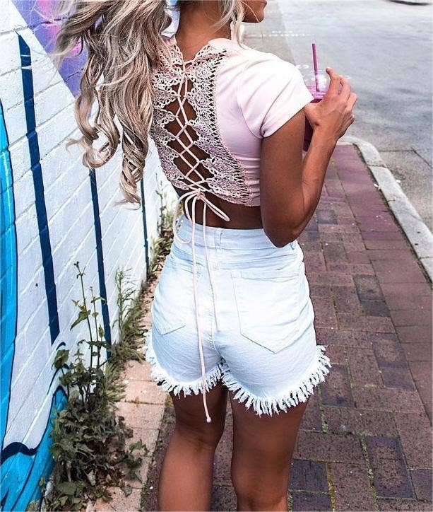 Summer high stretch denim short