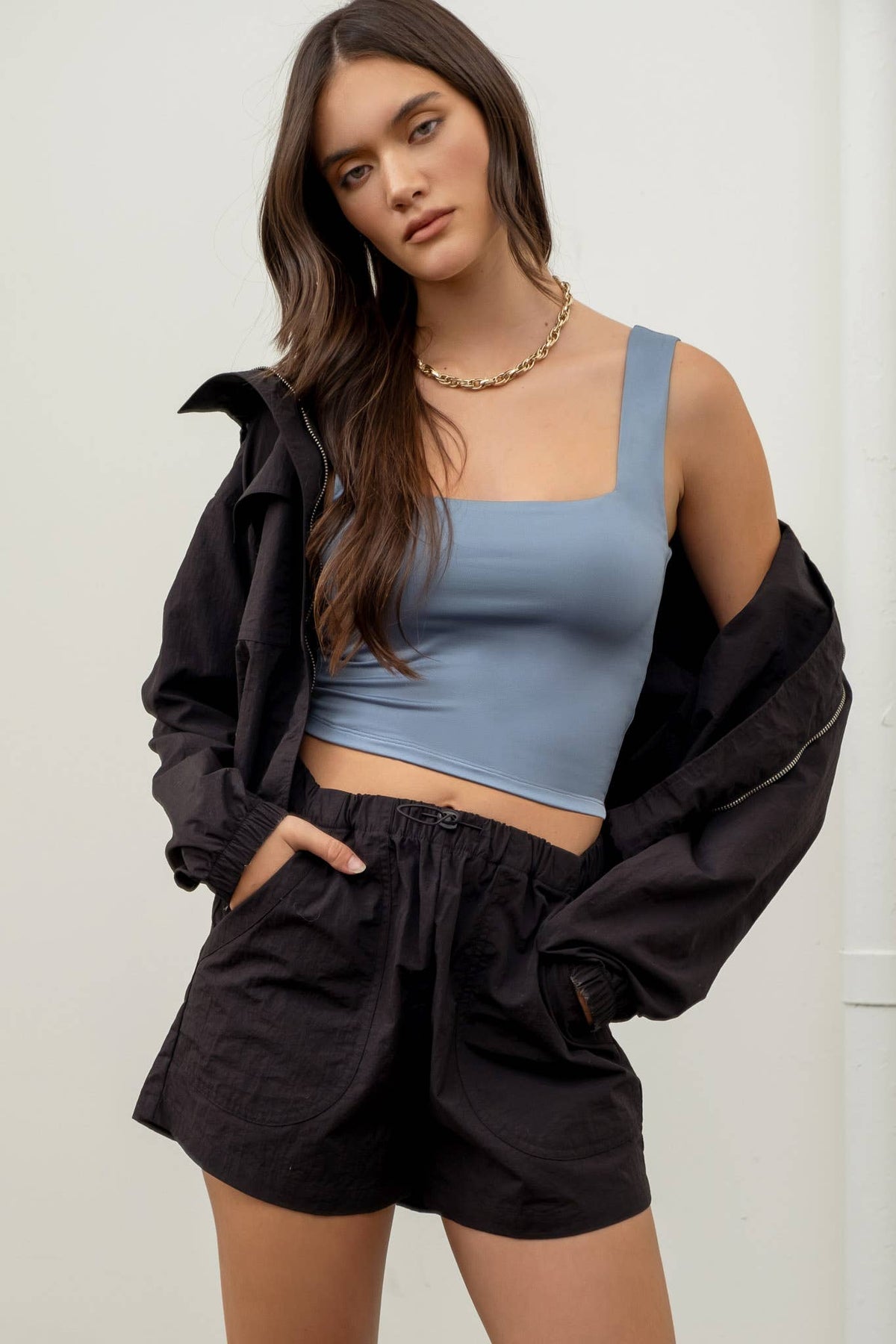 REVERSIBLE CROPPED SQUARE NECK TANK