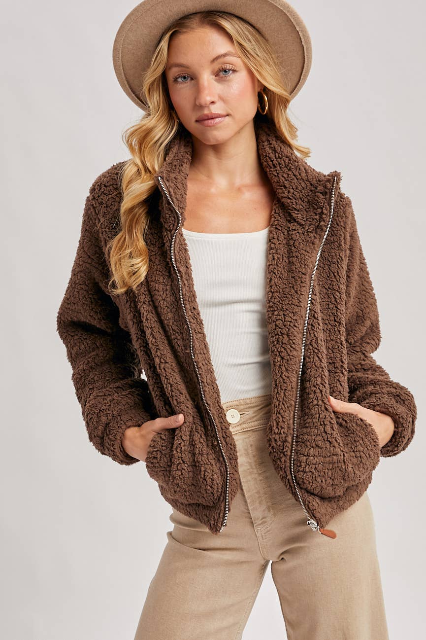 FLEECE ZIP UP TEDDY JACKET