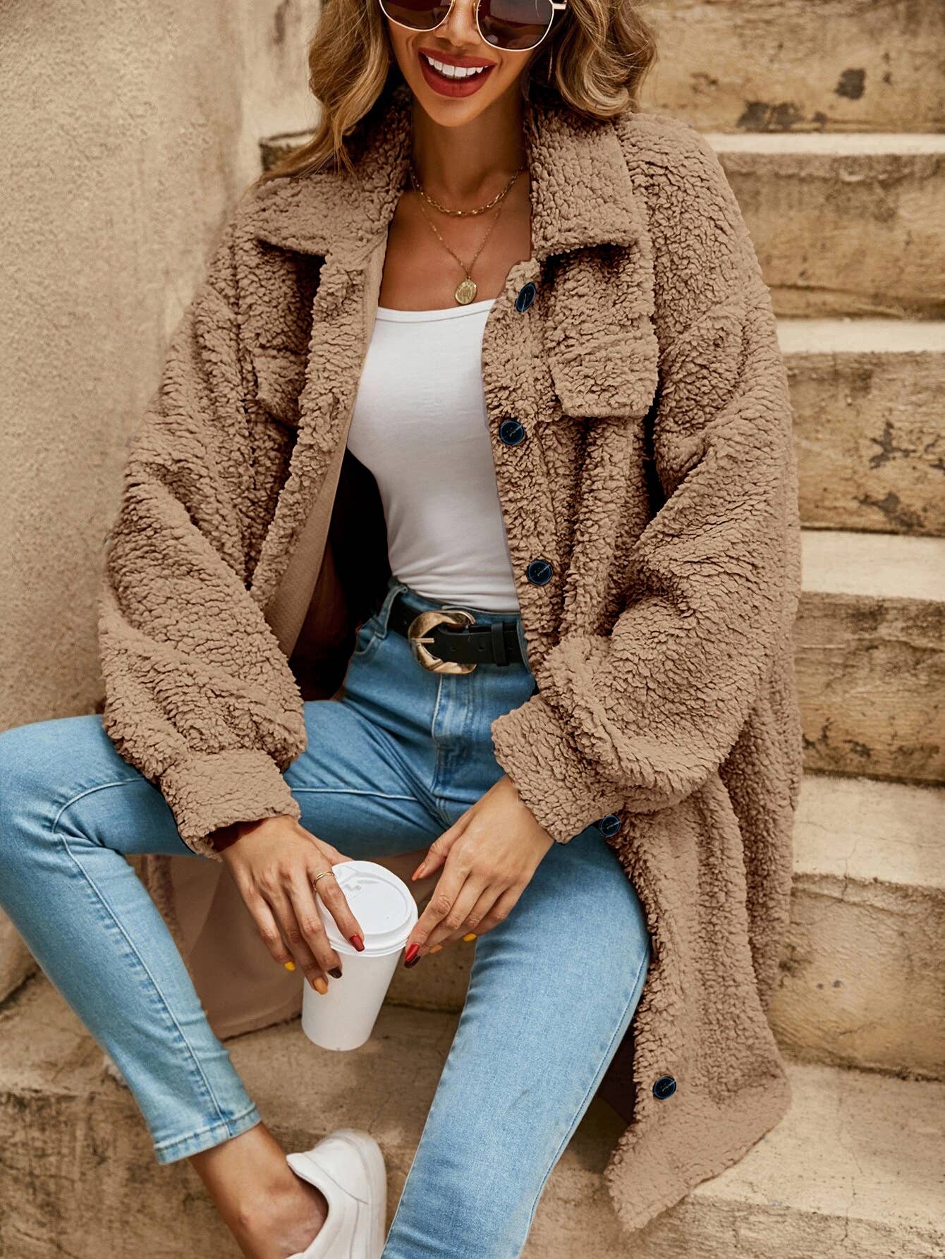 Button Up Sherpa Jacket