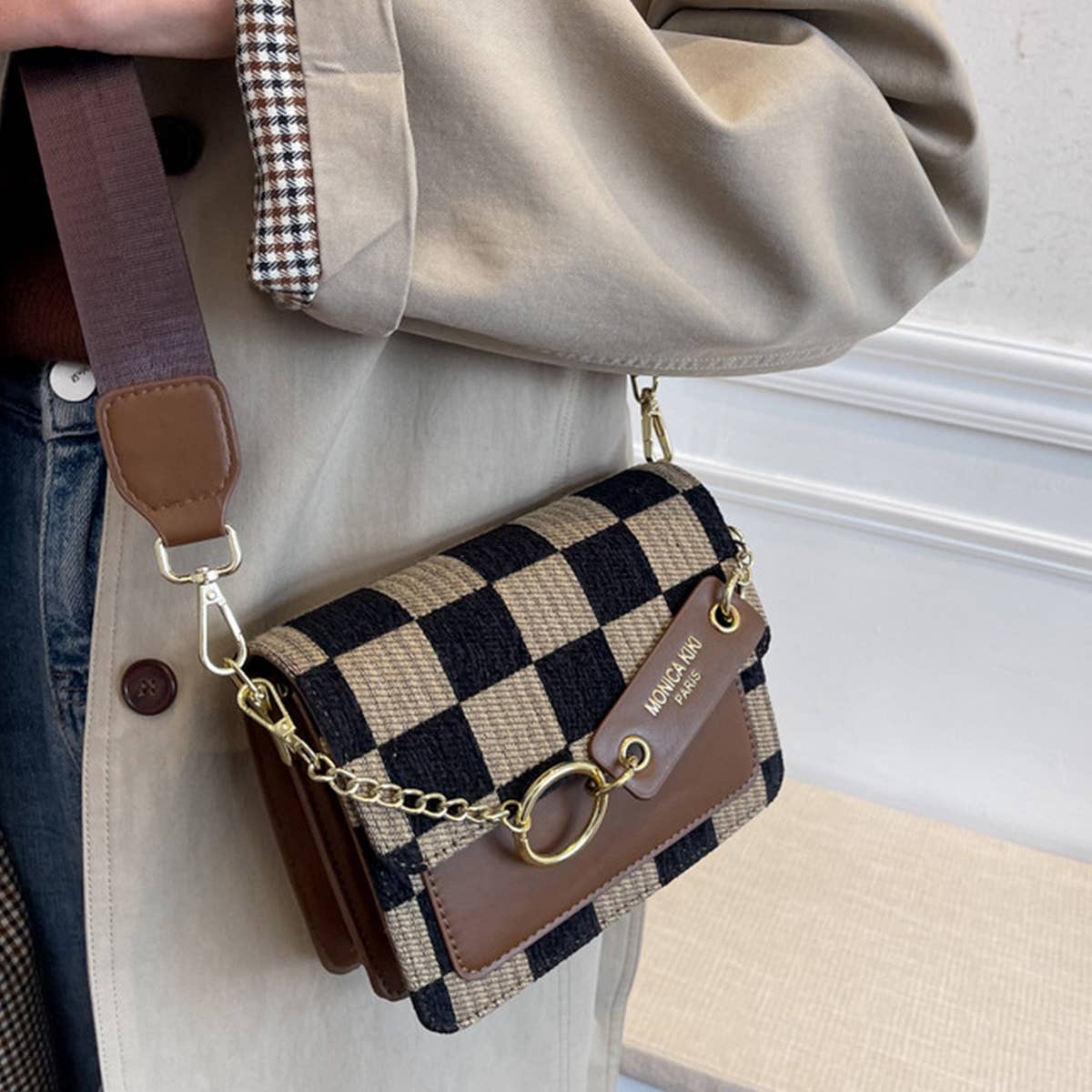Checkered Crossbody Bag