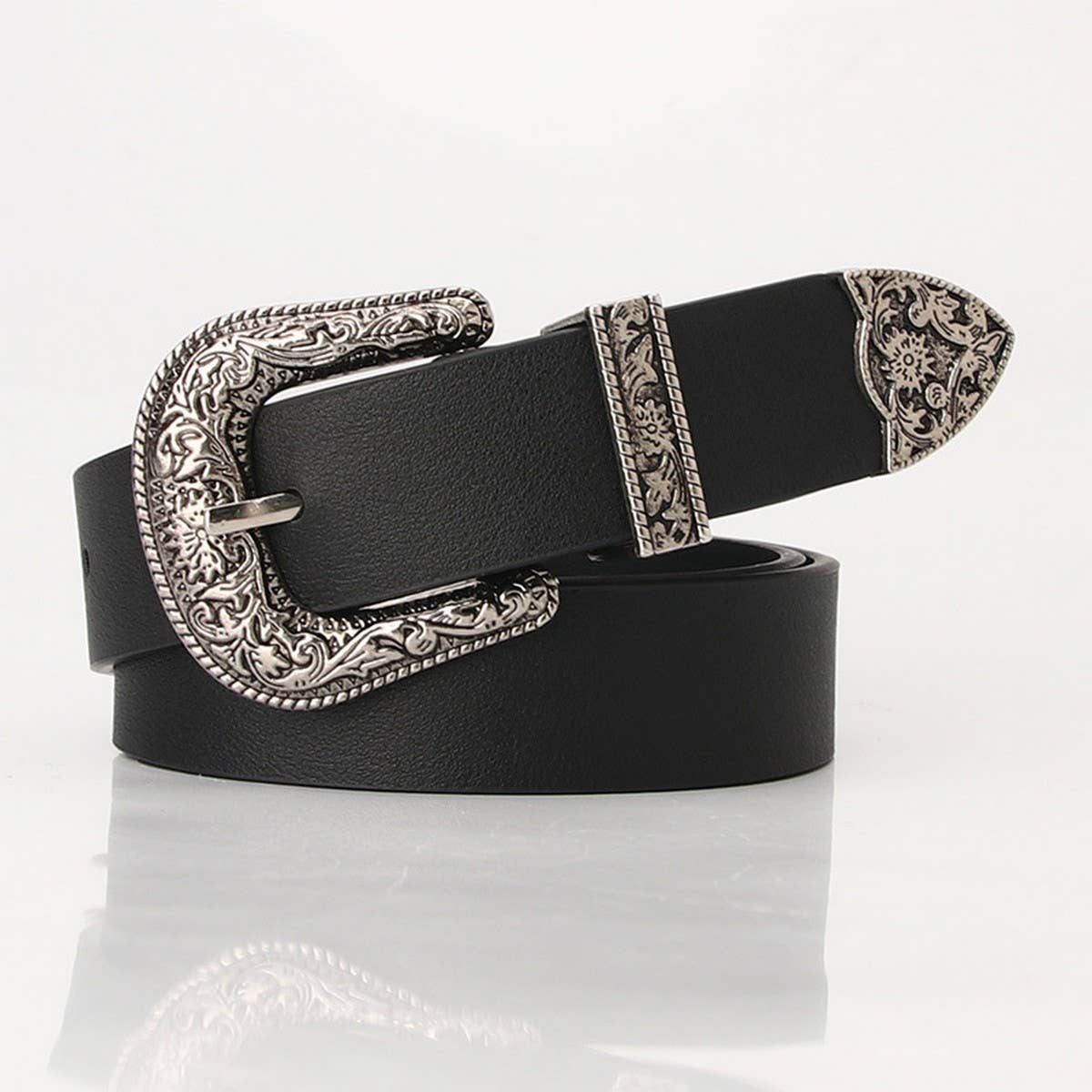 CLASSIC VINTAGE BUCKLE BELT WITH EMBOSSED
