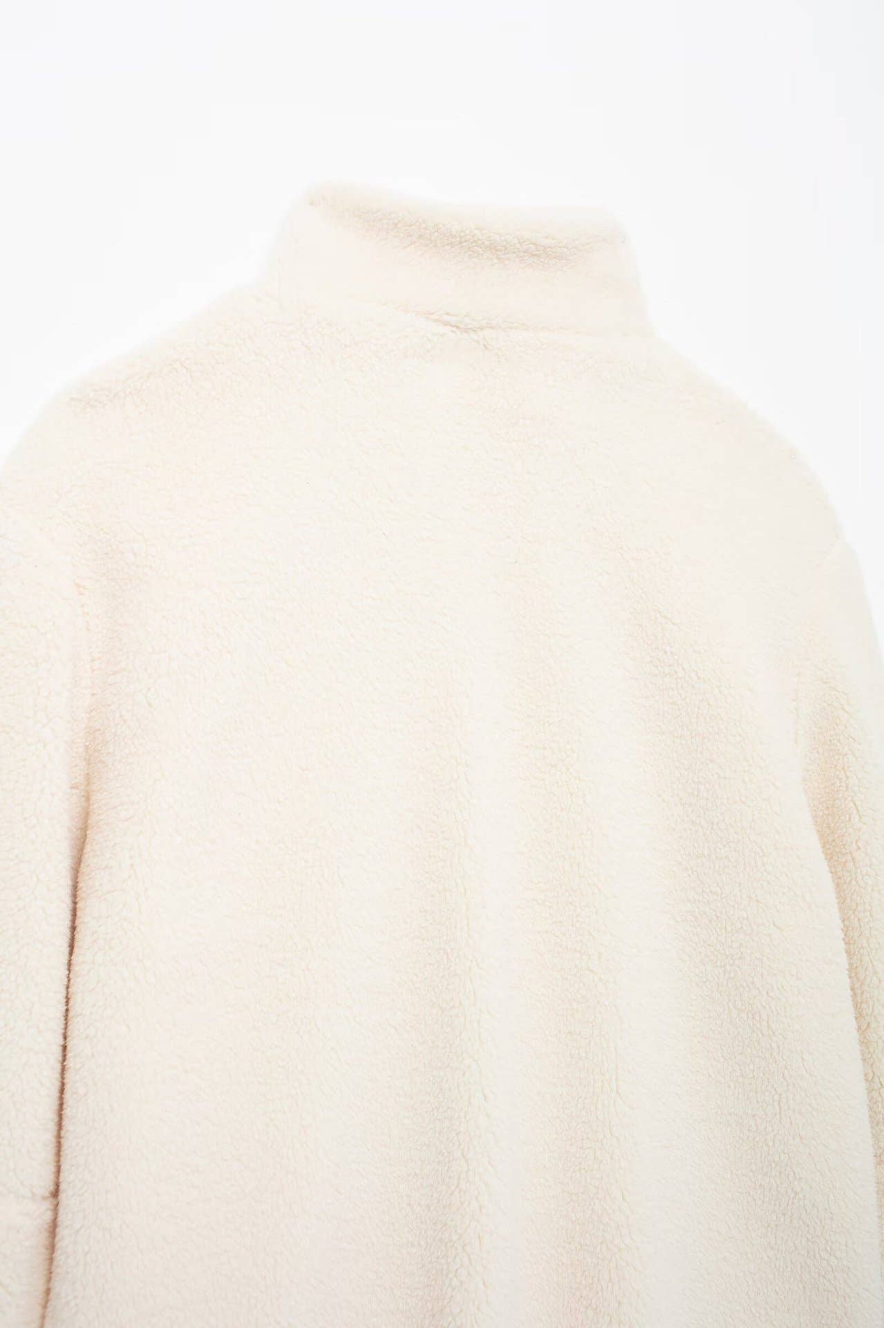 Slouchy Sherpa fleece Turtleneck Jacket