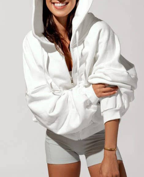 Hooded Zippered Pocket Long-Sleeved Sports Sweatshirt