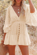 Crochet lace bat wing sleeve mini dress