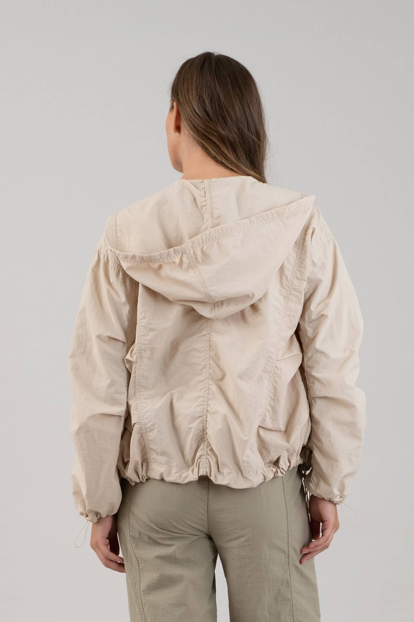 ZIP UP DRAWSTRING HOODED JACKET