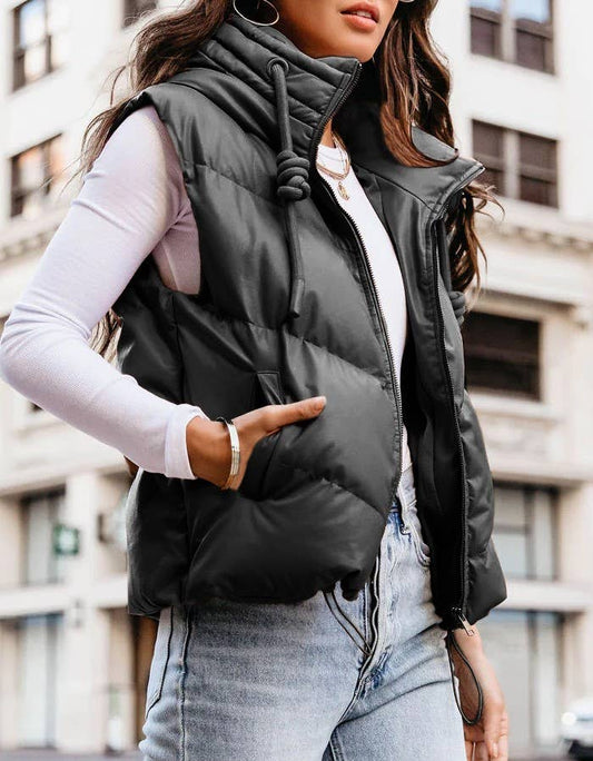 Hooded Puffer Double Slip Pocket Waistcoat