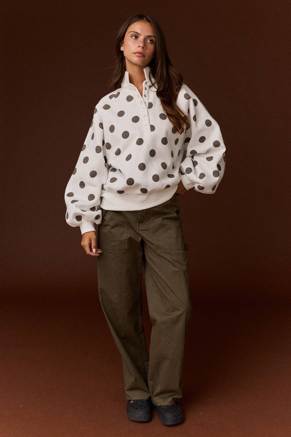 Half-Snap Polka Dot Sweatshirt (PRE🤍ORDER)