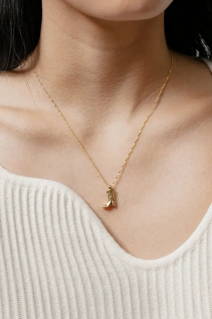 18K Gold Plated Cowboy Boot Gold Necklace Pendant (PRE🤍ORDER)