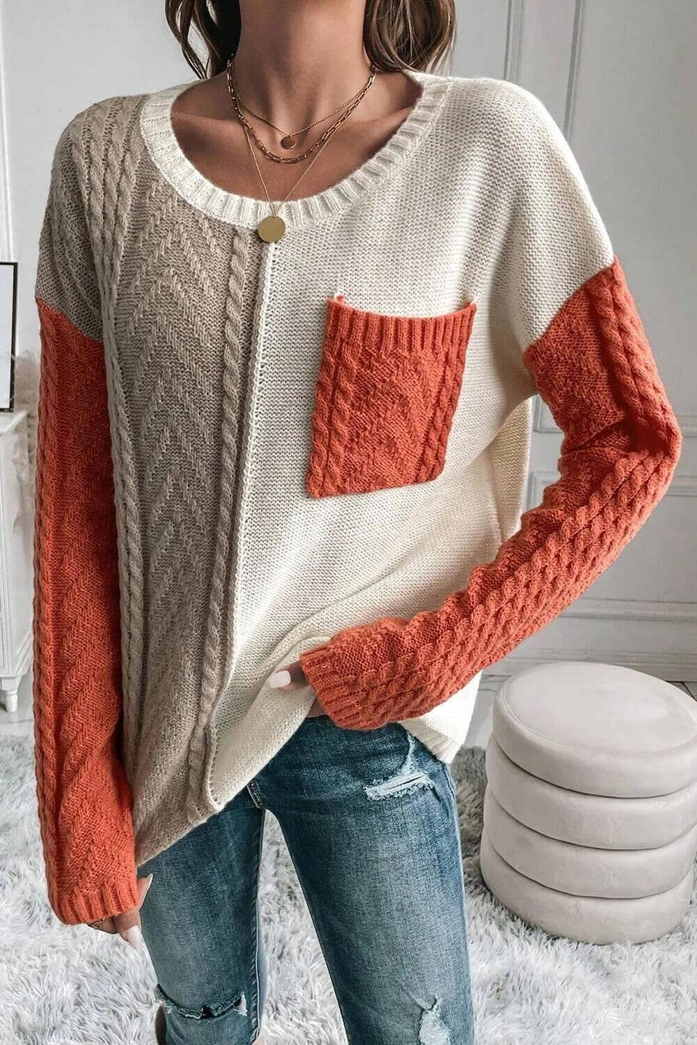 CASUAL POCKET PULLOVER SWEATER