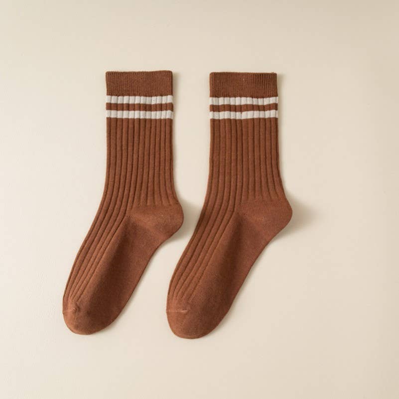 STRIPE HALF CREW COTTON SOCKS
