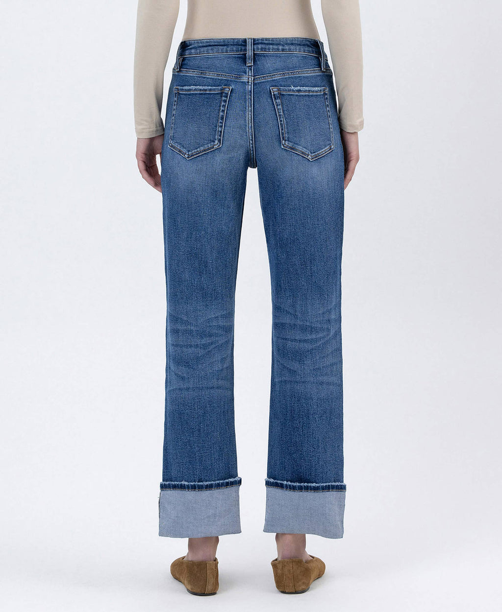 HIGH RISE CUFFED ANKLE STRAIGHT JEANS (PRE🤍ORDER)