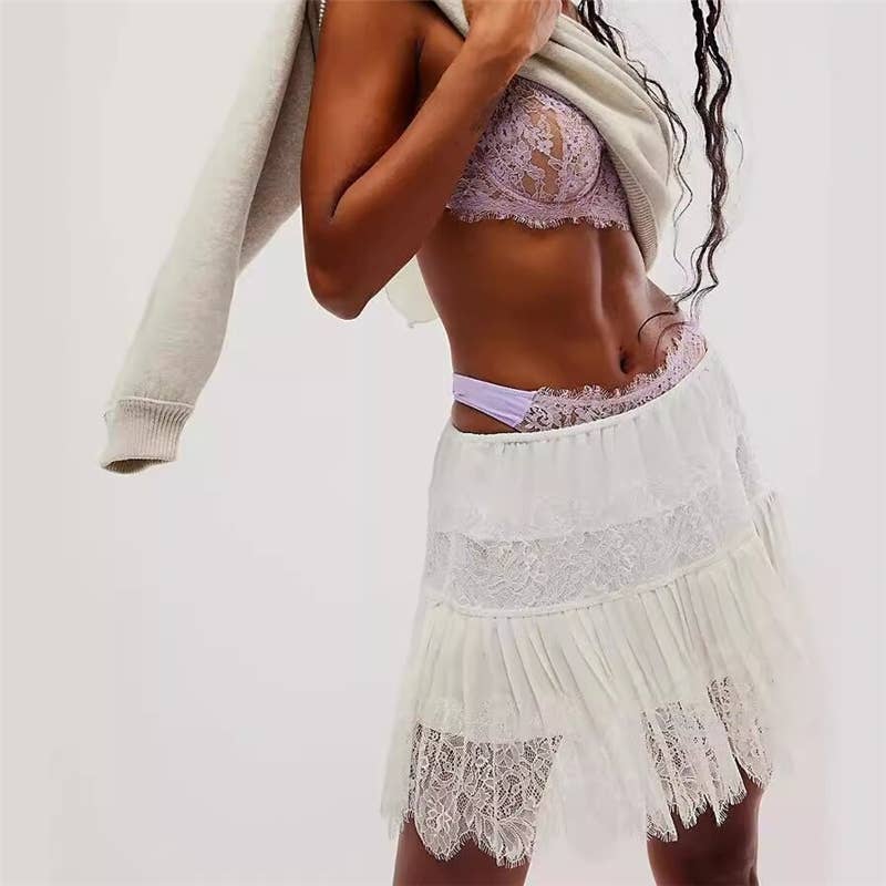 High Waist Lace Mini Skirt