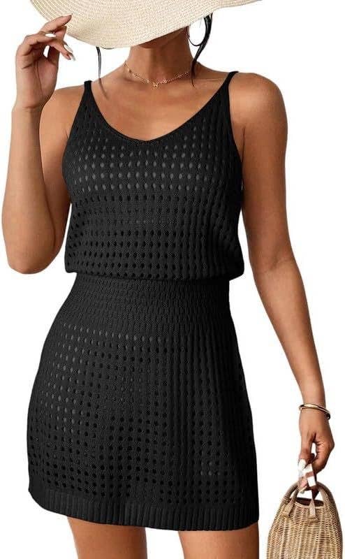 Hollow out sling knit beach dress