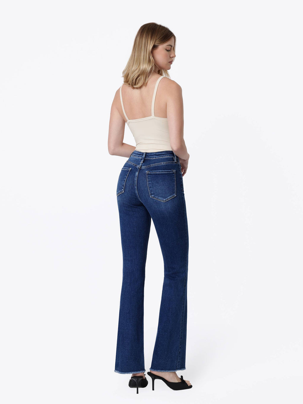 HIGH RISE RAW HEM DARK WASH BOOTCUT JEANS (PRE🤍ORDER)