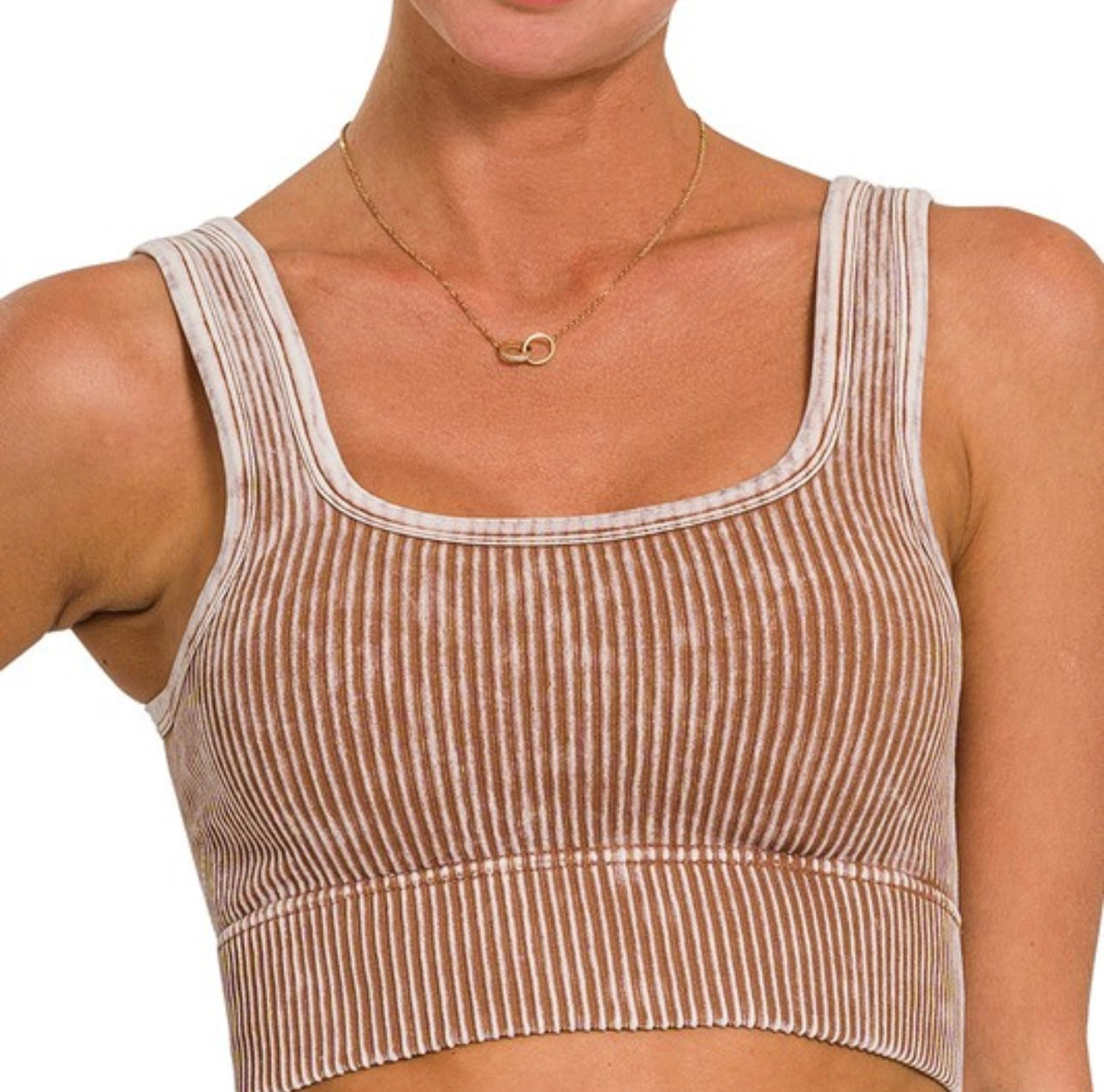 Washed Ribbed Seamless Cropped Tank Top