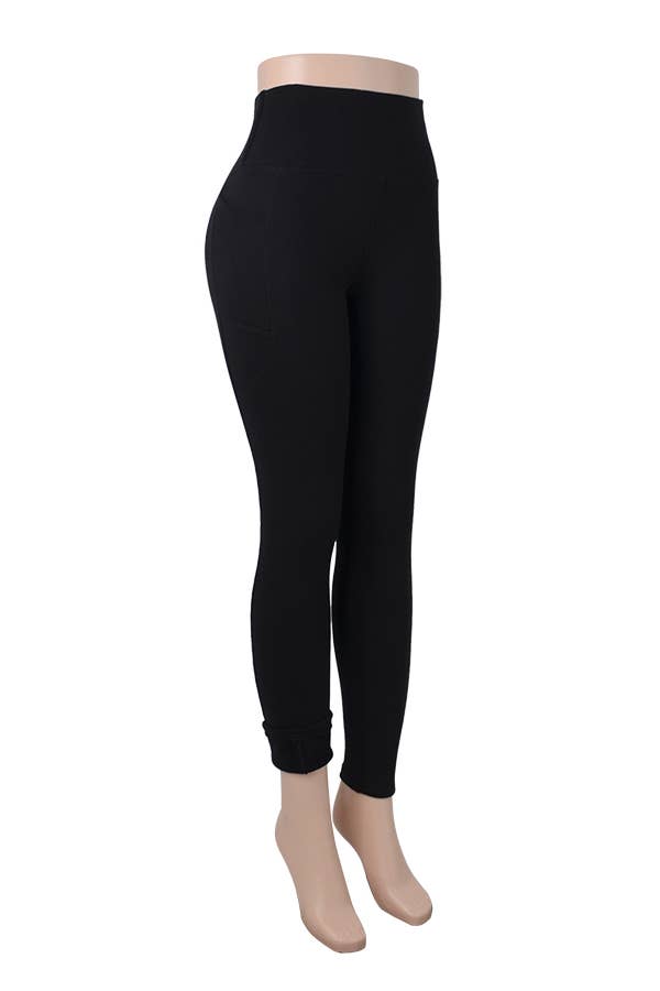 Fur lined winter warm legging with side cellphone pockets