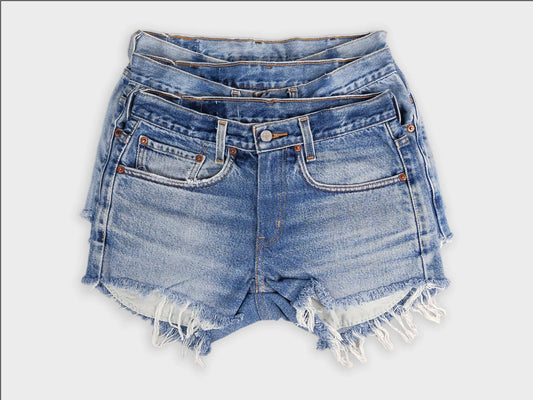 Low-Rise Vintage Washed Denim Shorts - Original