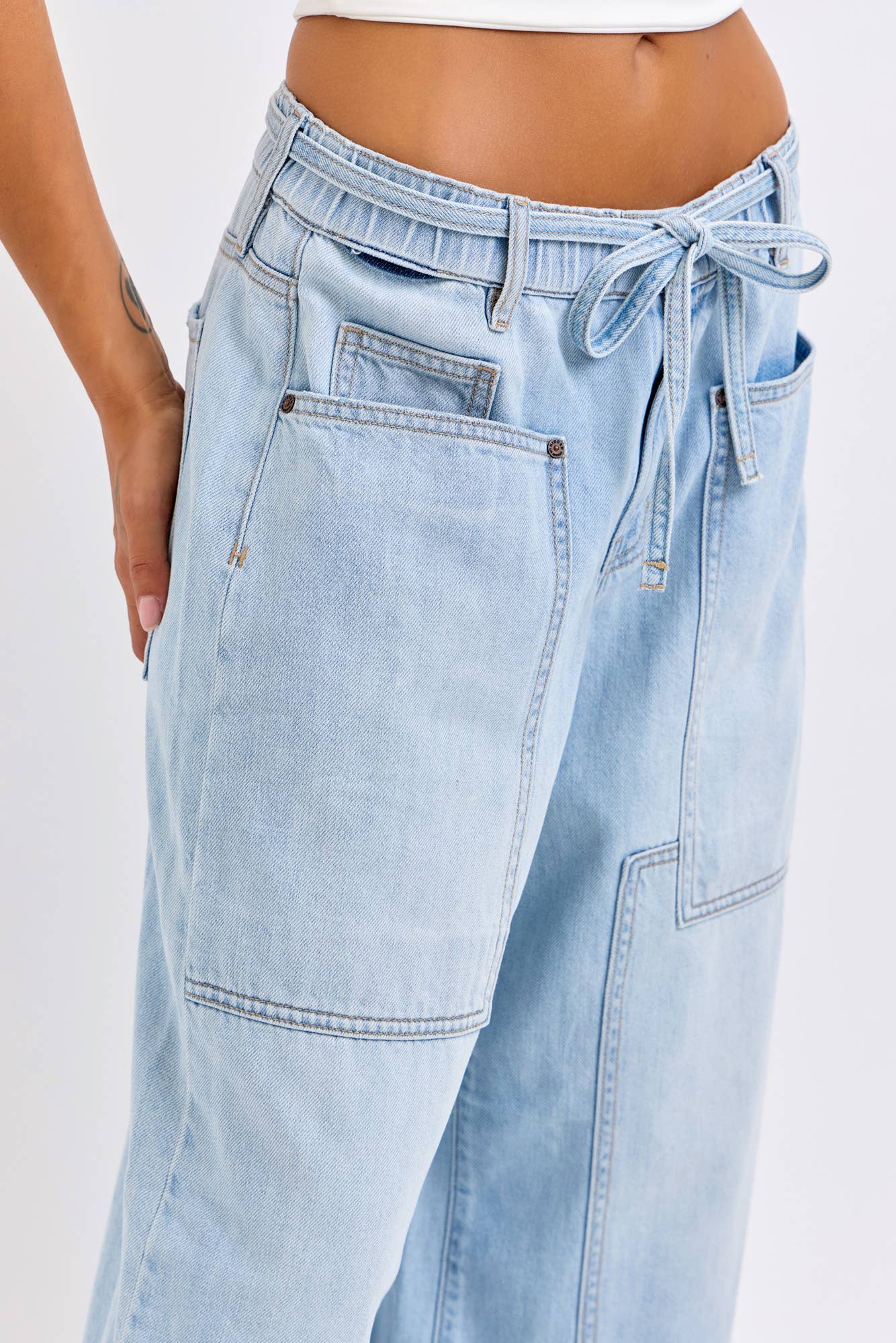Medium Light Drawstring Utility Pocket Wideleg (PRE🤍ORDER)