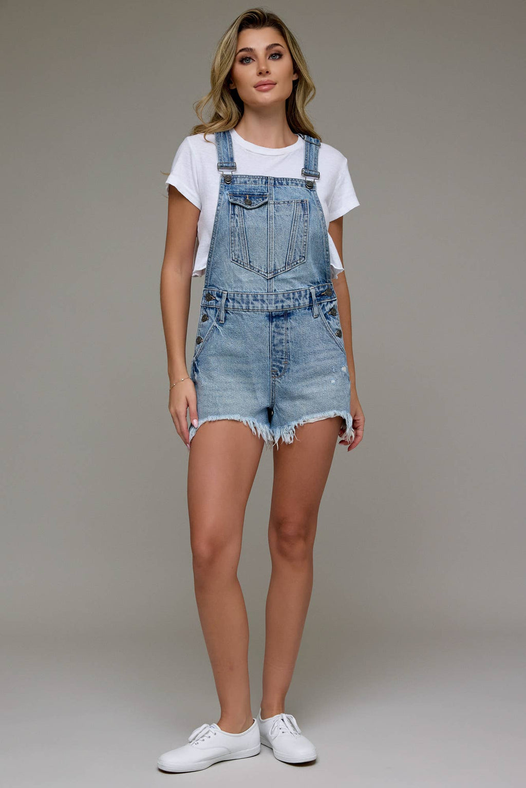 Dylan Frayed Hem Short Overalls