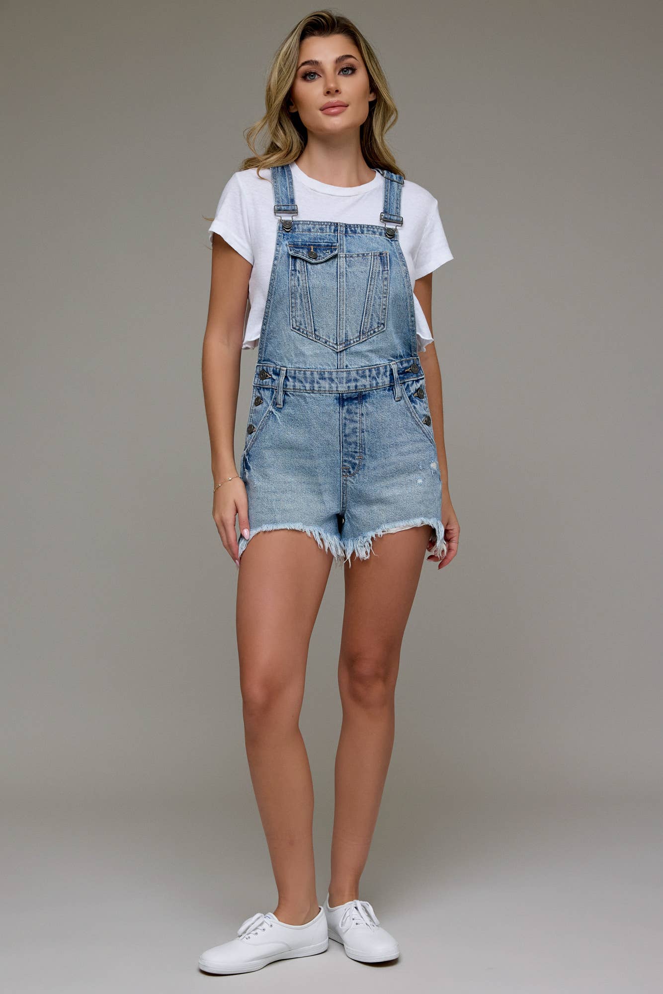 Dylan Frayed Hem Short Overalls