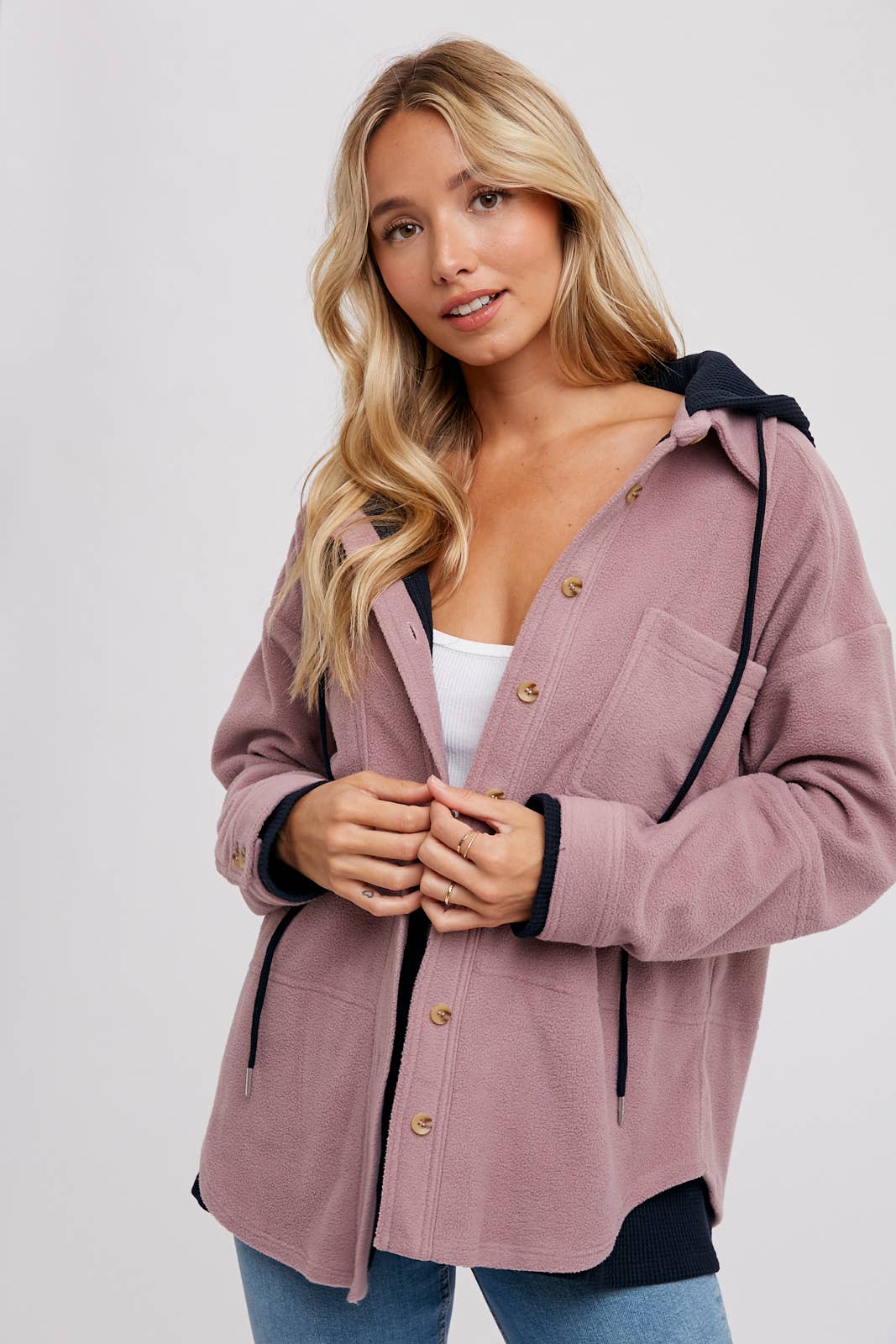 FLEECE HOODIE SHACKET