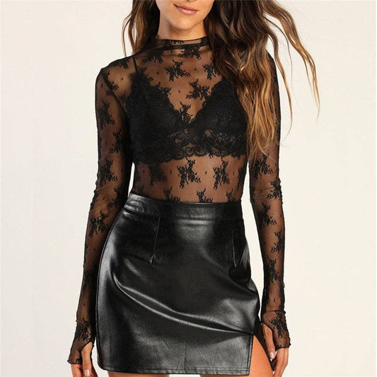 Breathable Lace Mesh Jacquard Base Shirt