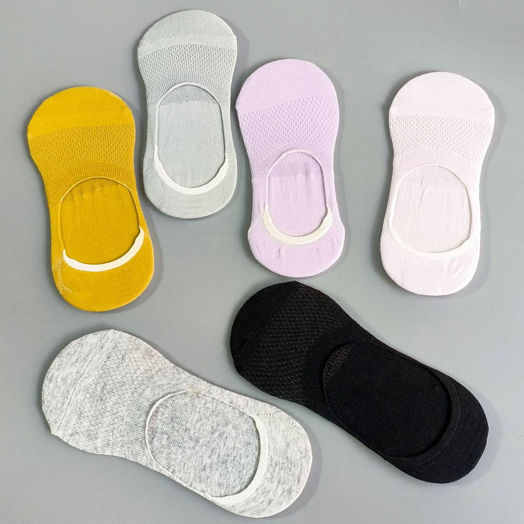 Mesh Solid No Show Socks