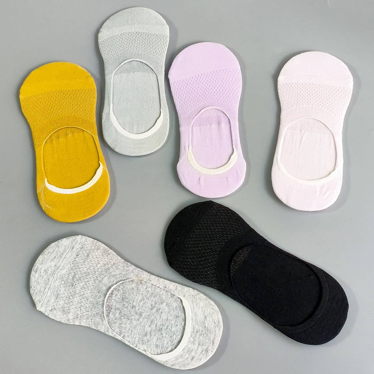 Mesh Solid No Show Socks