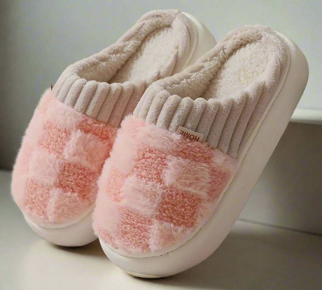 Checkered Fuzzy Slippers