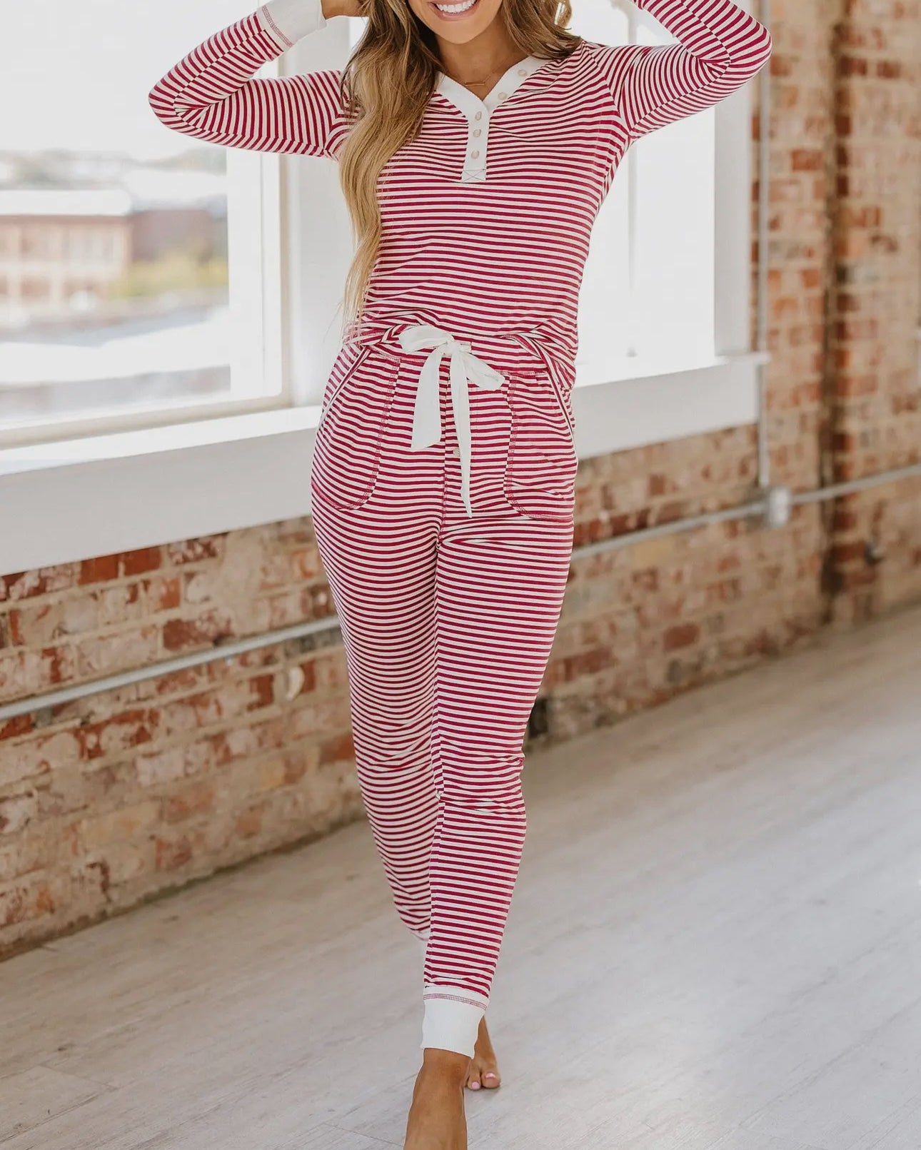 Seren Striped Christmas Pajama Set