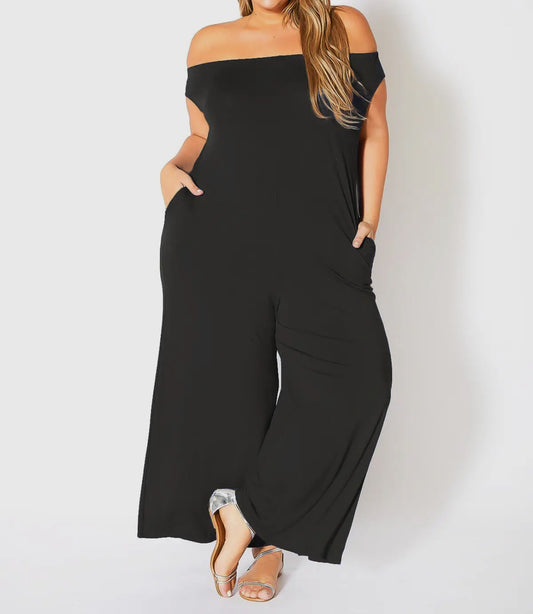 Off Shoulder Wide Leg Jumpsuit