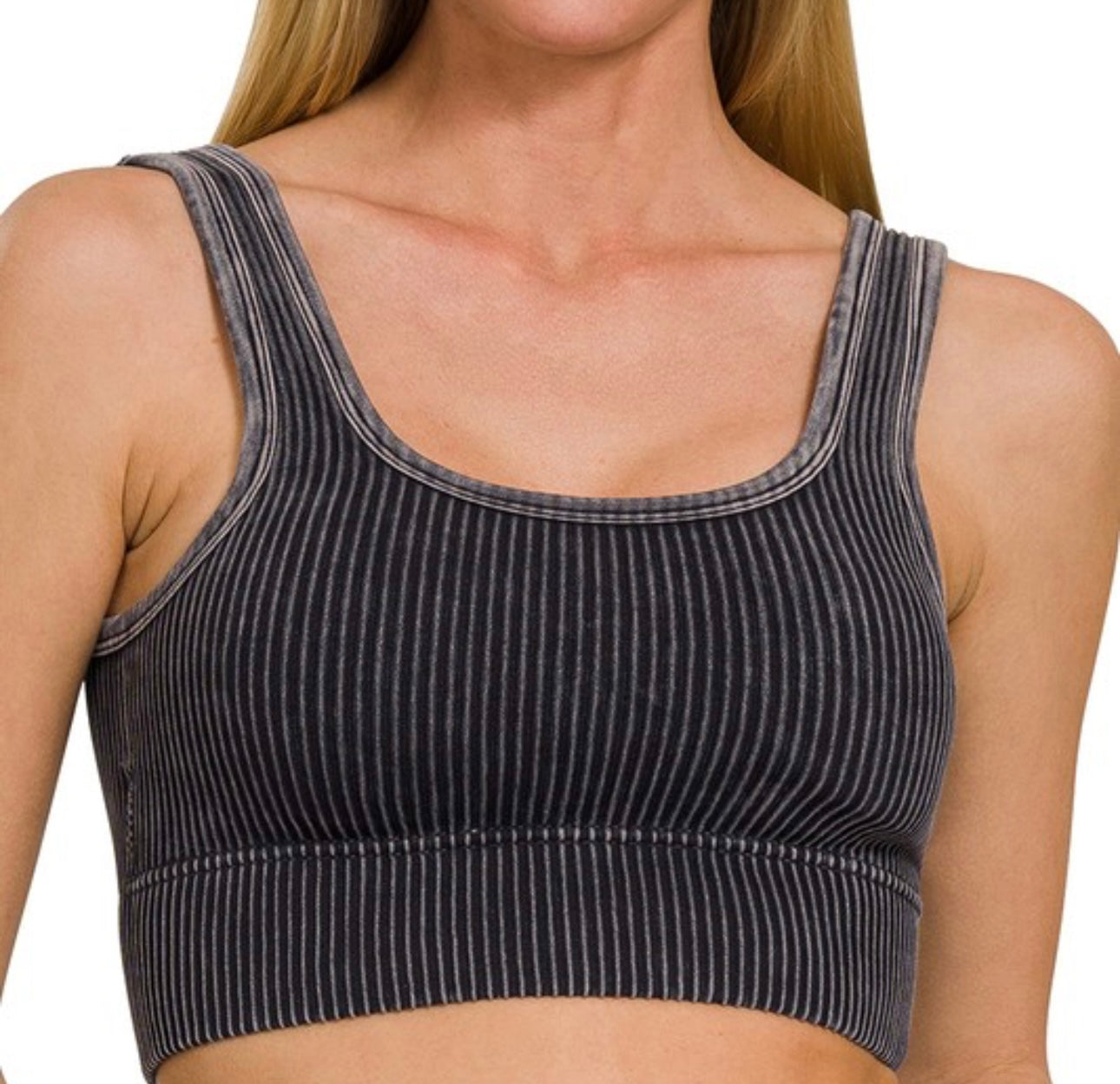 Washed Ribbed Seamless Cropped Tank Top