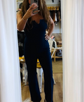 Suspenders High-Stretch Denim Jumpsuit