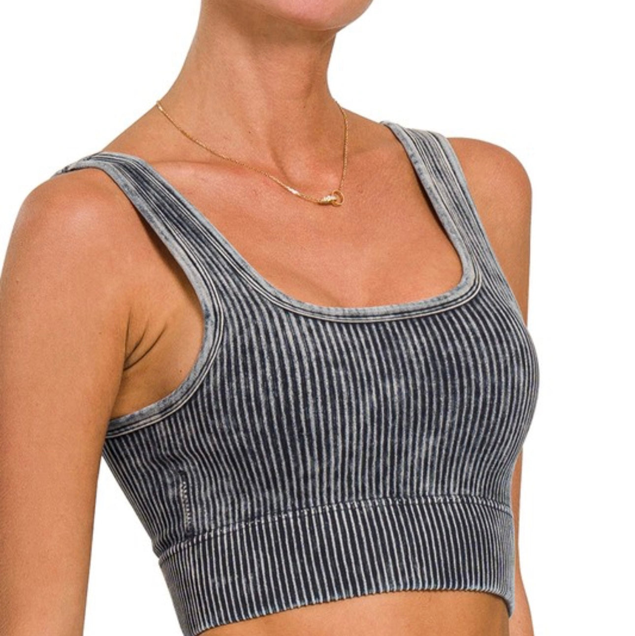 Washed Ribbed Seamless Cropped Tank Top