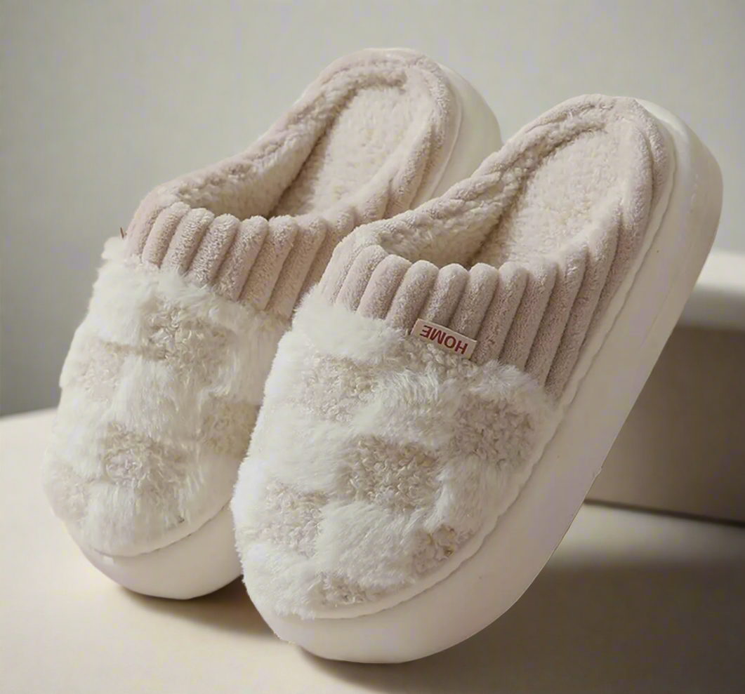 Checkered Fuzzy Slippers
