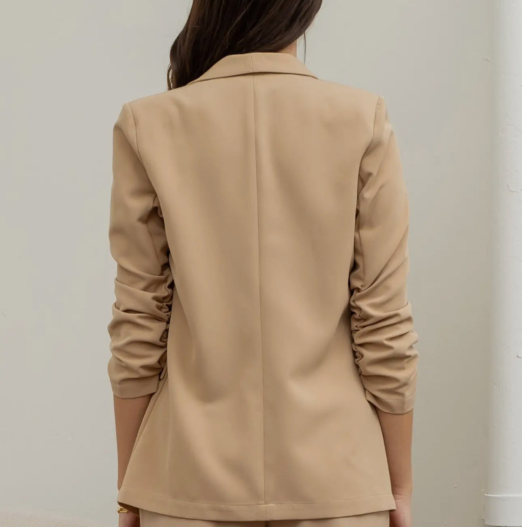Ruched 3/4 Sleeve Blazer