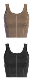 Ribbed Washed Cropped Tank Top