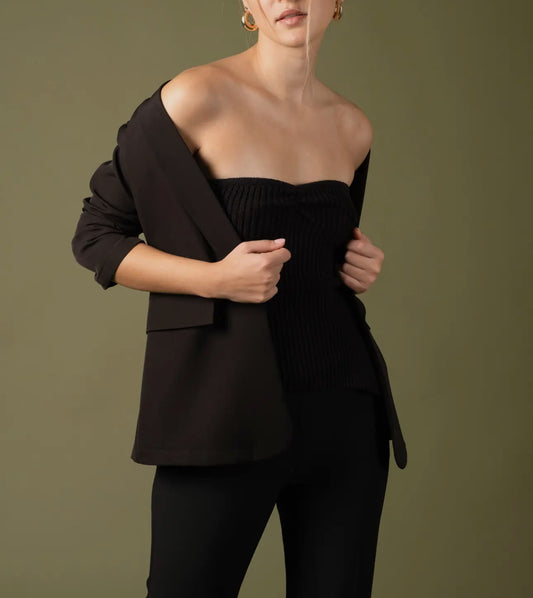 Ruched 3/4 Sleeve Blazer